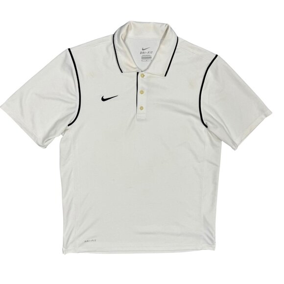 Nike Dri Fit Short Sleeve Polo Golf Shirt Stretch White Medium - Picture 1 of 7